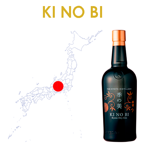 KI NO BI, "The beauty of the seasons". This Gin is inspired by tradition and is distilled, blended and bottled in Kyoto. Gin Kinobi is done in a dry style, but with a distinct Japanese accent.